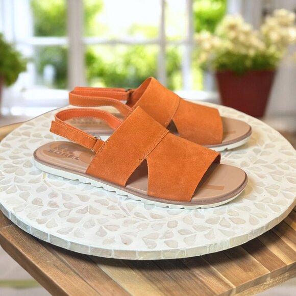 Sorel Ella II Slingback Sandals Women’s 9 UK7 EU40 Burnt Orange Suede NEW - Picture 1 of 11